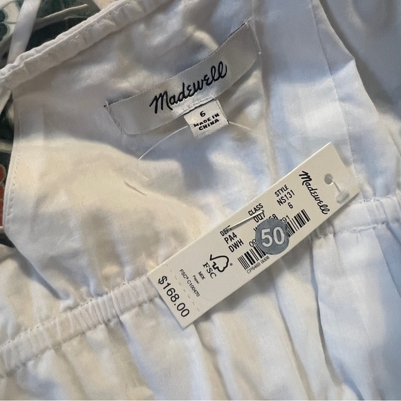 NWT Madewell Embroidered Tank Midi Dress in Poplin White 6 - Picture 7 of 12